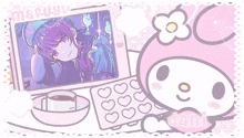 a cartoon drawing of a girl with purple hair and the word dani on the bottom