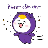 a cartoon of a purple penguin with phee cam on written on the bottom