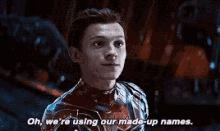 inifinity war spiderman tom holland made up names