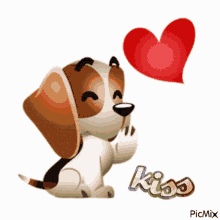 kisses heart love dog blow kiss
