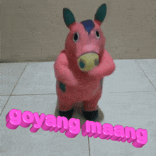 a pink bouncy animal with the words goyang maang written in pink