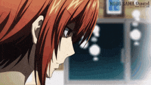 a picture of a girl with red hair and the words nods sama punch on the bottom