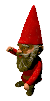 a gnome with a beard and a red hat is standing on a white background