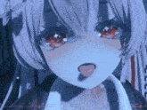 a close up of a anime girl with her tongue out