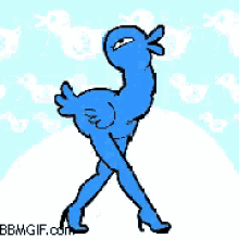 Blue Bird In Heels Bbm Display Picture GIF - Blue Bird Heels Walking Bird GIFs