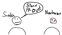 a drawing of a person saying " stand proud "