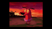 courage the cowardly dog wearing a flower lei