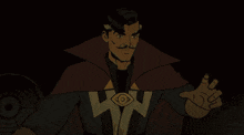a cartoon drawing of doctor strange holding a glowing object with the letter w on his chest
