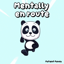 a panda bear with the words mentally en route written above it