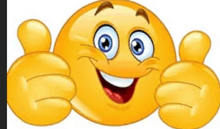 a smiley face is giving a thumbs up sign .