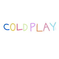 a white background with the words cold play written in different colors