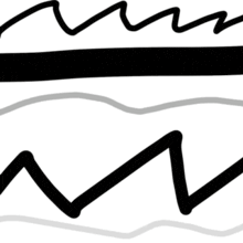 a black and white drawing of a wave with a crown on top