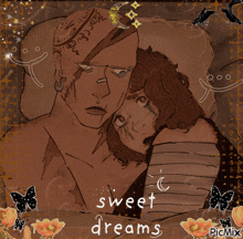 a drawing of a man and woman with the words sweet dreams written on the bottom