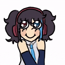a drawing of a girl wearing headphones and a tie .