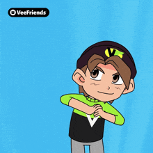 a cartoon of a boy holding a cell phone with the words first nft