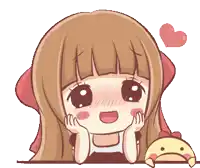 a cartoon of a girl with a heart above her