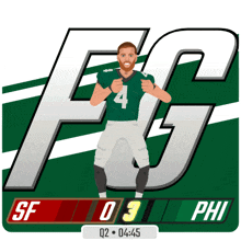 a cartoon of a football player with the number 4 on his shirt