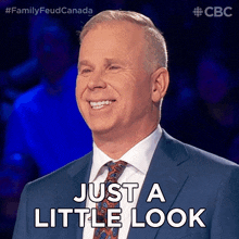 Just A Little Look Right Up There Gerry Dee GIF - Just A Little Look Right Up There Gerry Dee Family Feud Canada GIFs