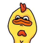 a cartoon of a yellow chicken with a red crest