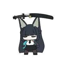 a cartoon drawing of a girl with a sword