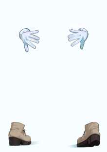 a pair of boots and a pair of gloves are shown on a white background