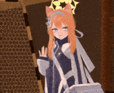 a girl with a cat ear is wearing a sweater that says ' eternity ' on it