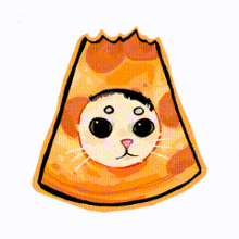 a drawing of a cat in a piece of pizza