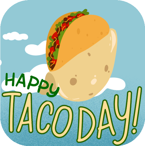 Happy Taco Day Flying Taco Sticker - Happy Taco Day Flying Taco Taco Tuesday Stickers