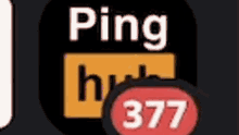 a picture of a ping hub icon with a red button that says 377