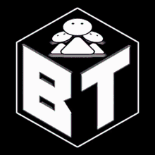 a cube with the letters bt and a group of people on it