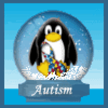 autism penguin snowglobe autism awareness autistic