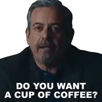 a man with a beard is asking if he wants a cup of coffee