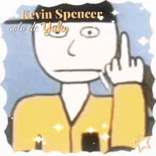 a kevin spencer solo de yuko sticker with a man giving the middle finger
