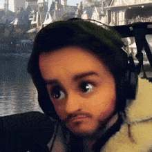 a man with a beard wearing headphones and a fur jacket