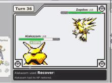 a screenshot of a video game with alakazam and zapdos on it