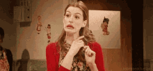Anne Hathaway Panicking GIF - Anne Hathaway Panicking Trying To Keep It Together GIFs