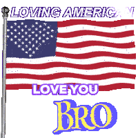 an american flag with the words " loving american love you bro " above it