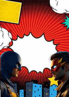 a comic book illustration of a superhero and a villain