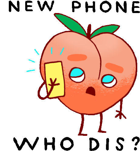 Peach On Phone Saying New Phone Who Dis Sticker - Peachieand Eggie Google Who Dis Stickers