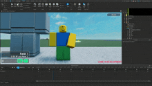 a screenshot of a game in development shows a yellow and blue robot
