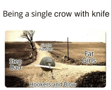 Crow With Knife Caw Crossroad GIF - Crow With Knife Caw Crossroad Single Crow GIFs