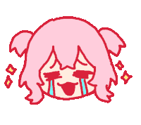 a drawing of a girl with pink hair and red eyes