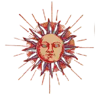 a drawing of a sun with a face inside of it