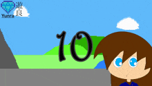 a cartoon drawing of a girl with the number 10