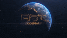 a logo for ast spacemobile shows a globe in the background