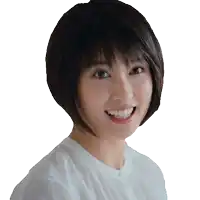 a woman with short hair and a white shirt is smiling