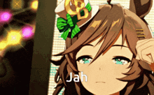 a picture of a girl with a hat and the word jah on it