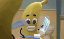 Banana Joe Brushing Teeth GIF - Banana Joe Brushing Teeth Toothpaste GIFs