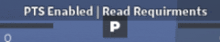 a blue background with the words pts enabled read requirements written on it