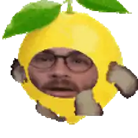 a man with glasses and a beard is wearing a lemon costume